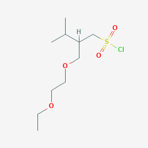 molecular formula C10H21ClO4S B13642825 2-((2-Ethoxyethoxy)methyl)-3-methylbutane-1-sulfonyl chloride 