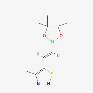 molecular formula C11H17BN2O2S B13642908 4-Methyl-5-[2-(tetramethyl-1,3,2-dioxaborolan-2-yl)ethenyl]-1,2,3-thiadiazole 