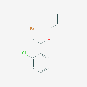 molecular formula C11H14BrClO B13643009 1-(2-Bromo-1-propoxyethyl)-2-chlorobenzene 