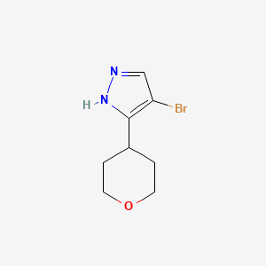 B13643063 4-bromo-5-(oxan-4-yl)-1H-pyrazole CAS No. 2138179-33-4