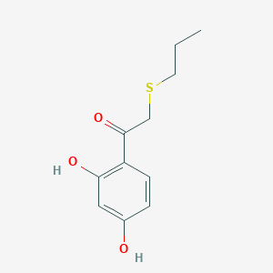 molecular formula C11H14O3S B13643096 1-(2,4-Dihydroxyphenyl)-2-(propylthio)ethan-1-one 