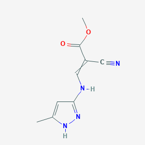 molecular formula C9H10N4O2 B1364318 methyl (E)-2-cyano-3-[(3-methyl-1H-pyrazol-5-yl)amino]-2-propenoate 