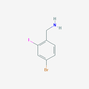 molecular formula C7H7BrIN B13643192 (4-Bromo-2-iodophenyl)methanamine 