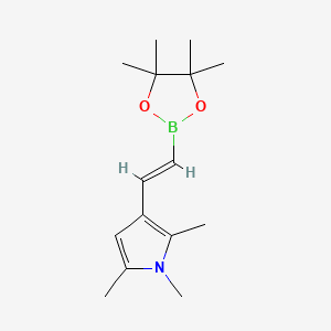 molecular formula C15H24BNO2 B13643235 1,2,5-trimethyl-3-[2-(tetramethyl-1,3,2-dioxaborolan-2-yl)ethenyl]-1H-pyrrole 