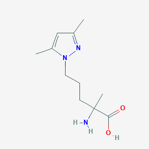 molecular formula C11H19N3O2 B13643272 2-Amino-5-(3,5-dimethyl-1h-pyrazol-1-yl)-2-methylpentanoic acid 