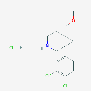 molecular formula C14H18Cl3NO B13643288 1-(3,4-Dichlorophenyl)-6-(methoxymethyl)-3-azabicyclo[4.1.0]heptane hydrochloride 