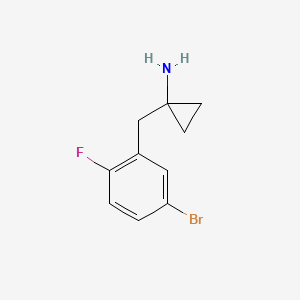 molecular formula C10H11BrFN B13643311 1-(5-Bromo-2-fluorobenzyl)cyclopropan-1-amine 