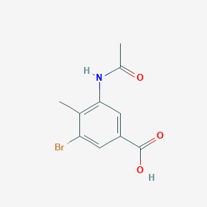 molecular formula C10H10BrNO3 B13643405 3-Bromo-5-acetamido-4-methylbenzoic acid 