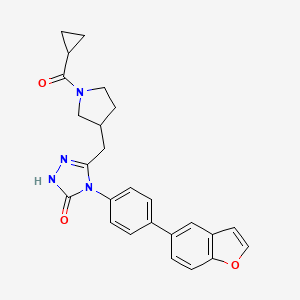 4-[4-(1-benzofuran-5-yl)phenyl]-3-[[1-(cyclopropanecarbonyl)pyrrolidin-3-yl]methyl]-1H-1,2,4-triazol-5-one