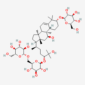 (2R,3S,4S,5R,6R)-2-(hydroxymethyl)-6-[[(2R,3S,4S,5R,6S)-3,4,5-trihydroxy-6-[(3R,6R)-2-hydroxy-6-[(3R,9S,10S,11S,13R,14S,17R)-11-hydroxy-4,4,9,13,14-pentamethyl-3-[(2R,3R,4S,5S,6R)-3,4,5-trihydroxy-6-(hydroxymethyl)oxan-2-yl]oxy-2,3,7,8,10,11,12,15,16,17-decahydro-1H-cyclopenta[a]phenanthren-17-yl]-2-methylheptan-3-yl]oxyoxan-2-yl]methoxy]oxane-3,4,5-triol