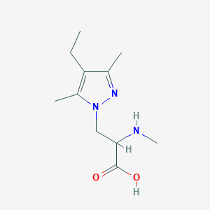 molecular formula C11H19N3O2 B13643489 3-(4-Ethyl-3,5-dimethyl-1h-pyrazol-1-yl)-2-(methylamino)propanoic acid 