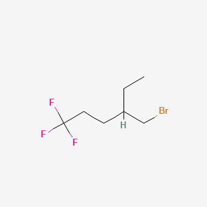 molecular formula C7H12BrF3 B13643571 4-(Bromomethyl)-1,1,1-trifluorohexane 