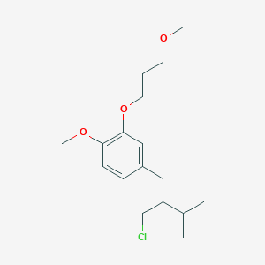 molecular formula C17H27ClO3 B13643589 4-[2-(chloromethyl)-3-methyl-butyl]-1-methoxy-2-(3-methoxypropoxy)benzene;4-[(2R)-2-(Chloromethyl)-3-methylbutyl]-1-methoxy-2-(3-methoxypropoxy)benzene 