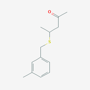 molecular formula C13H18OS B13643752 4-((3-Methylbenzyl)thio)pentan-2-one 