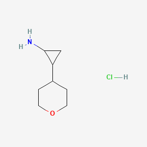 molecular formula C8H16ClNO B13643780 2-(Oxan-4-yl)cyclopropan-1-amine hydrochloride 