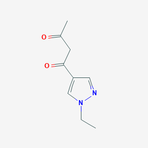 molecular formula C9H12N2O2 B13643799 1-(1-Ethyl-1h-pyrazol-4-yl)butane-1,3-dione 