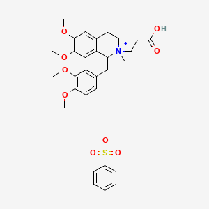 2-(2-Carboxyethyl)-1-(3,4-dimethoxybenzyl)-6,7-dimethoxy-2-methyl-1,2,3,4-tetrahydroisoquinolin-2-ium benzenesulfonate