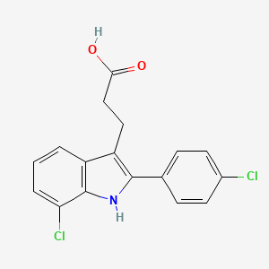 molecular formula C17H13Cl2NO2 B13643866 7-chloro-2-(4-chlorophenyl)-1H-Indole-3-propanoic acid 