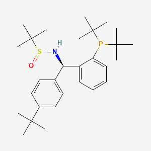 molecular formula C29H46NOPS B13643886 (R)-N-((R)-(4-(tert-Butyl)phenyl)(2-(di-tert-butylphosphanyl)phenyl)methyl)-2-methylpropane-2-sulfinamide 