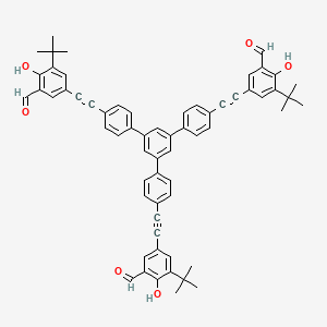 molecular formula C63H54O6 B13643958 5-[2-[4-[3,5-bis[4-[2-(3-tert-butyl-5-formyl-4-hydroxyphenyl)ethynyl]phenyl]phenyl]phenyl]ethynyl]-3-tert-butyl-2-hydroxybenzaldehyde 