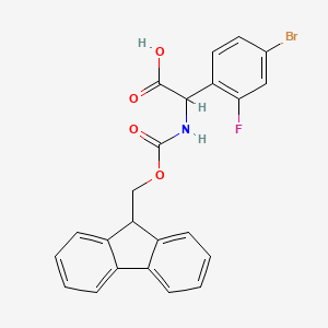 molecular formula C23H17BrFNO4 B13644004 2-(4-bromo-2-fluorophenyl)-2-({[(9H-fluoren-9-yl)methoxy]carbonyl}amino)acetic acid 