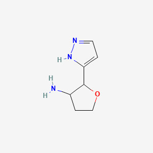 molecular formula C7H11N3O B13644066 2-(1h-Pyrazol-3-yl)oxolan-3-amine 