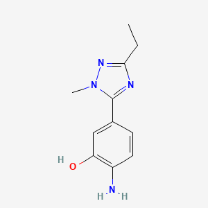 molecular formula C11H14N4O B13644137 2-Amino-5-(3-ethyl-1-methyl-1h-1,2,4-triazol-5-yl)phenol 