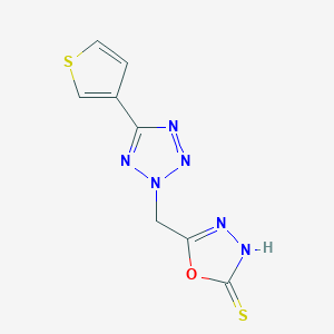 5-{[5-(thiophen-3-yl)-2H-1,2,3,4-tetrazol-2-yl]methyl}-1,3,4-oxadiazole-2-thiol