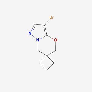 molecular formula C9H11BrN2O B13644273 3'-Bromo-5'H,7'H-spiro[cyclobutane-1,6'-pyrazolo[5,1-b][1,3]oxazine] 