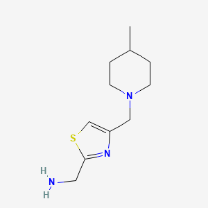 molecular formula C11H19N3S B13644301 (4-((4-Methylpiperidin-1-yl)methyl)thiazol-2-yl)methanamine 