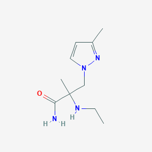 molecular formula C10H18N4O B13644410 2-(Ethylamino)-2-methyl-3-(3-methyl-1h-pyrazol-1-yl)propanamide 