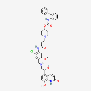 molecular formula C40H42ClN5O7 B13644458 [1-[3-[2-chloro-4-[[[2-hydroxy-2-(8-hydroxy-2-oxo-1H-quinolin-5-yl)ethyl]amino]methyl]-5-methoxyanilino]-3-oxopropyl]piperidin-4-yl] N-(2-phenylphenyl)carbamate 