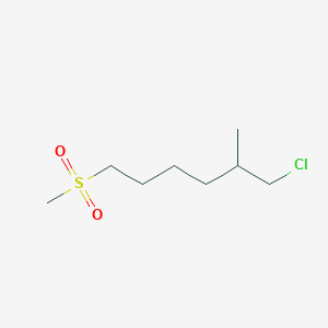 molecular formula C8H17ClO2S B13644477 1-Chloro-2-methyl-6-(methylsulfonyl)hexane 