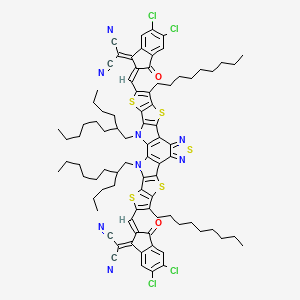 2-[(2Z)-2-[[3,27-bis(2-butyloctyl)-23-[(Z)-[5,6-dichloro-1-(dicyanomethylidene)-3-oxoinden-2-ylidene]methyl]-8,22-di(nonyl)-6,10,15,20,24-pentathia-3,14,16,27-tetrazaoctacyclo[16.9.0.02,12.04,11.05,9.013,17.019,26.021,25]heptacosa-1(18),2(12),4(11),5(9),7,13,16,19(26),21(25),22-decaen-7-yl]methylidene]-5,6-dichloro-3-oxoinden-1-ylidene]propanedinitrile