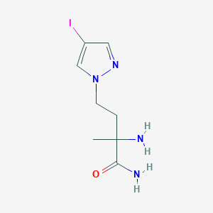 molecular formula C8H13IN4O B13644530 2-Amino-4-(4-iodo-1h-pyrazol-1-yl)-2-methylbutanamide 