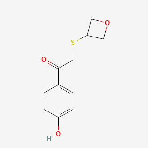 molecular formula C11H12O3S B13644536 1-(4-Hydroxyphenyl)-2-(oxetan-3-ylthio)ethan-1-one 