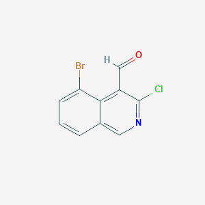 molecular formula C10H5BrClNO B13644538 5-Bromo-3-chloroisoquinoline-4-carbaldehyde 