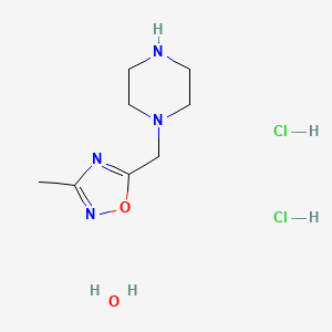 molecular formula C8H18Cl2N4O2 B13644560 1-[(3-Methyl-1,2,4-oxadiazol-5-yl)methyl]piperazine dihydrochloride hydrate 