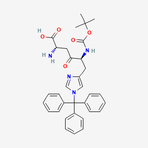 molecular formula C33H36N4O5 B13644658 (2S,5S)-2-Amino-5-((tert-butoxycarbonyl)amino)-4-oxo-6-(1-trityl-1H-imidazol-4-yl)hexanoic acid 