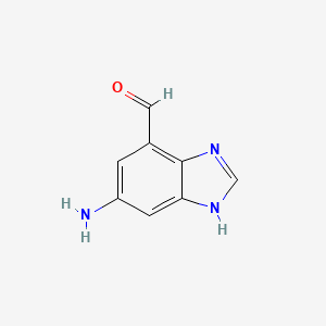 molecular formula C8H7N3O B13644737 6-Amino-1H-benzo[d]imidazole-4-carbaldehyde 