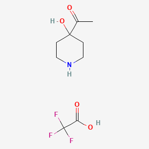 molecular formula C9H14F3NO4 B13644791 1-(4-Hydroxypiperidin-4-yl)ethan-1-one,trifluoroaceticacid 