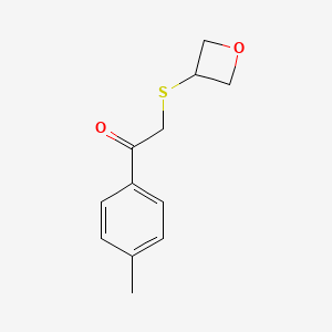 molecular formula C12H14O2S B13644837 2-(Oxetan-3-ylthio)-1-(p-tolyl)ethan-1-one 