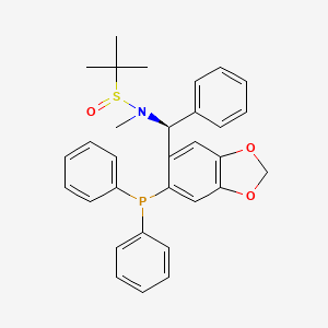 molecular formula C31H32NO3PS B13645022 (R)-N-((S)-(6-(Diphenylphosphanyl)benzo[d][1,3]dioxol-5-yl)(phenyl)methyl)-N,2-dimethylpropane-2-sulfinamide 