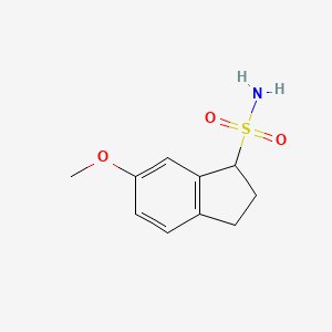 molecular formula C10H13NO3S B13645030 6-Methoxy-2,3-dihydro-1h-indene-1-sulfonamide 