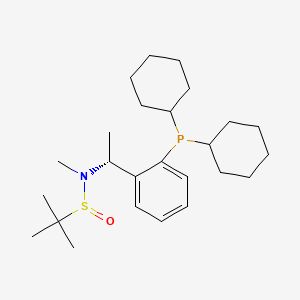 molecular formula C25H42NOPS B13645097 (R)-N-((R)-1-(2-(Dicyclohexylphosphanyl)phenyl)ethyl)-N,2-dimethylpropane-2-sulfinamide 