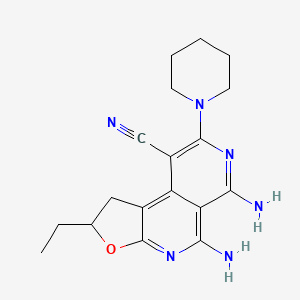 5,6-Diamino-2-ethyl-8-piperidin-1-yl-1,2-dihydrofuro[2,3-c]-2,7-naphthyridine-9-carbonitrile