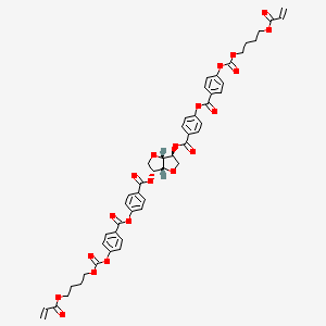 molecular formula C50H46O20 B13645172 (3R,3aR,6S,6aR)-Hexahydrofuro[3,2-b]furan-3,6-diyl bis(4-((4-(((4-(acryloyloxy)butoxy)carbonyl)oxy)benzoyl)oxy)benzoate) 