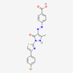 molecular formula C20H14BrN5O3S B1364520 4-(2-{1-[4-(4-bromophenyl)-1,3-thiazol-2-yl]-3-methyl-5-oxo-1,5-dihydro-4H-pyrazol-4-ylidene}hydrazino)benzoic acid 