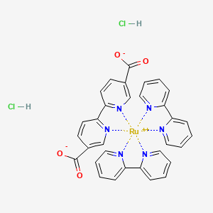 molecular formula C32H24Cl2N6O4Ru B13645318 6-(5-carboxylatopyridin-2-yl)pyridine-3-carboxylate;2-pyridin-2-ylpyridine;ruthenium(2+);dihydrochloride 