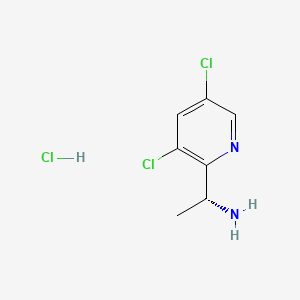 molecular formula C7H9Cl3N2 B13645388 (R)-1-(3,5-Dichloropyridin-2-yl)ethan-1-amine hydrochloride 